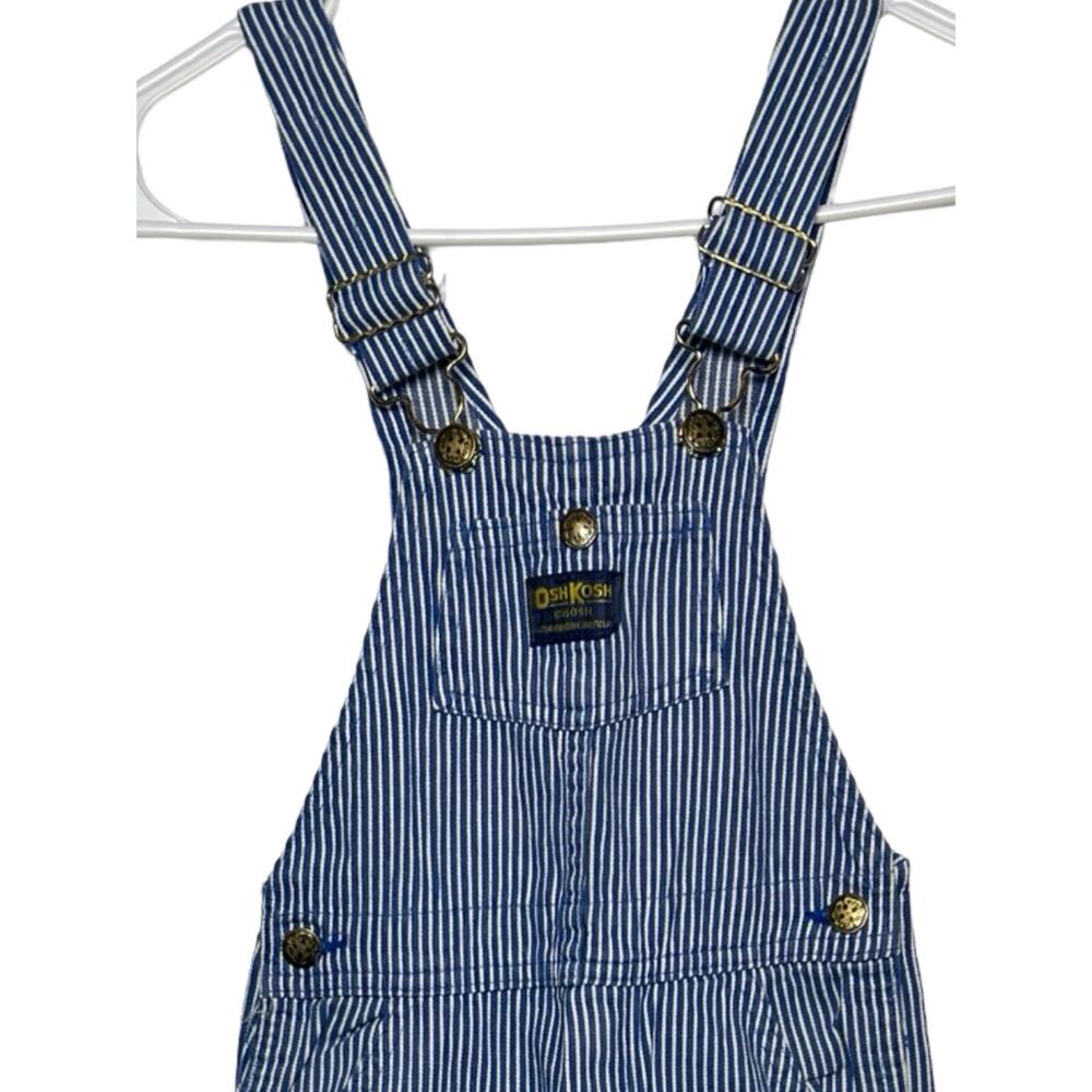 Oshkosh B'Gosh Overalls Boys Size 7 Blue Denim Railroad Striped Made USA Vintage - Picture 12 of 14